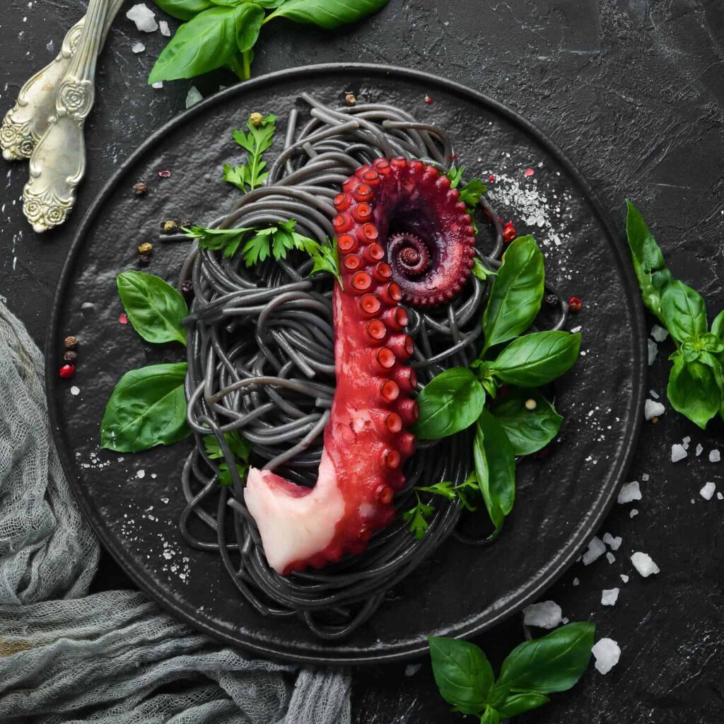 Black Spaghetti with octopus