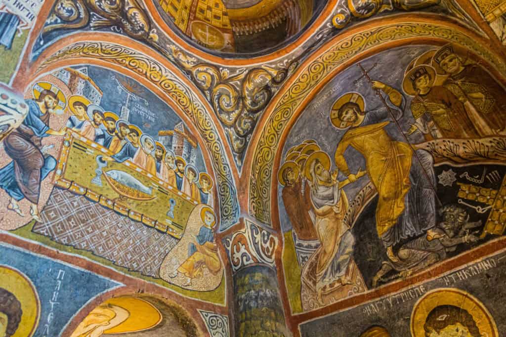 Frescoes in the Dark Church (Karanlik Kilise) Goreme Cappadocia
