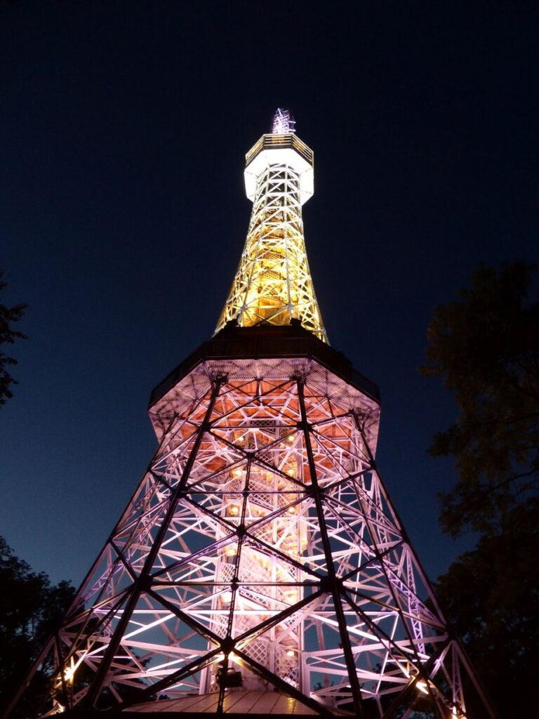 Petrin Tower Prague at night