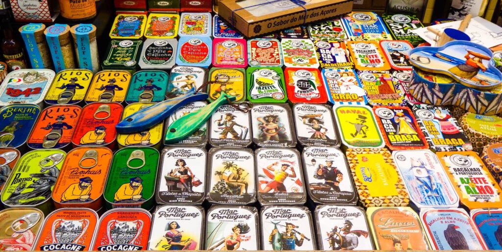 Colourful tins of fish in Portugal