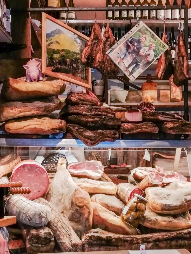 Tuscan charcuterie with salami and pecorino served on the Urban Adventures Florence Foodies Walk in Florence