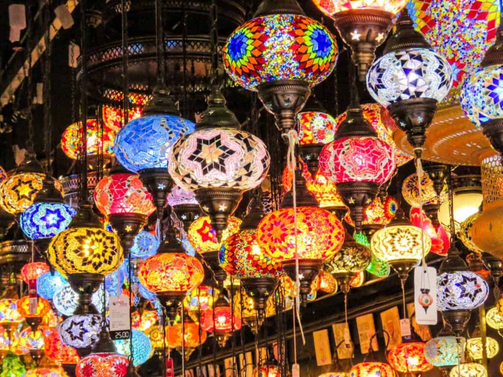 Stained glass lights Camden Market