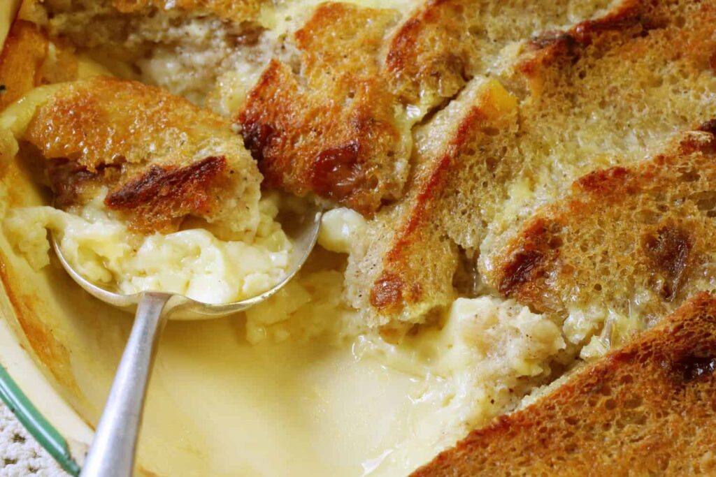Traditional English dessert Bread and butter pudding