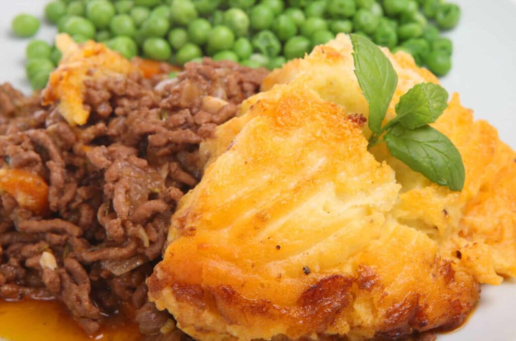 shepherds pie and peas