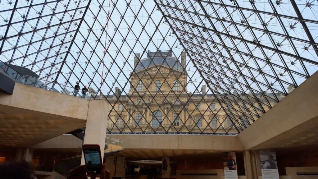Inside the Pyramid at the Louvre