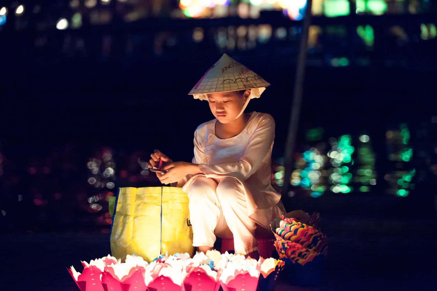 Lantern seller at the Hoi An Lantern festival
