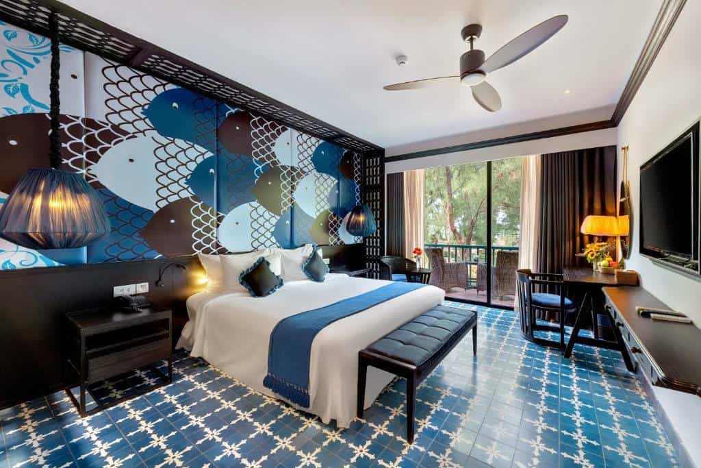 Airy beachfront hotel room with modern design at An Bang Beach.