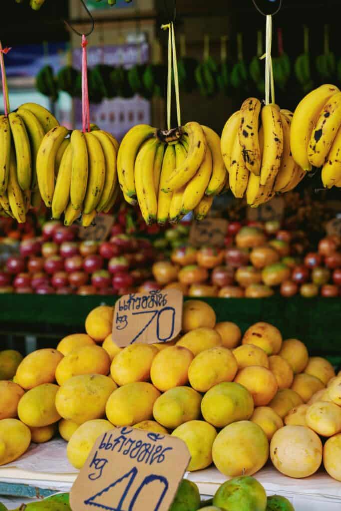 Thai Bananas and fruit on a stall
