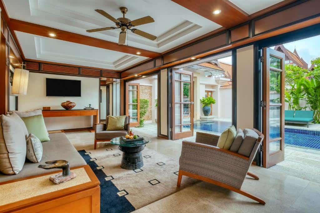Banyan Tree Phuket private pool villa with traditional Thai interiors and tropical courtyard pool near Bang Tao Beach